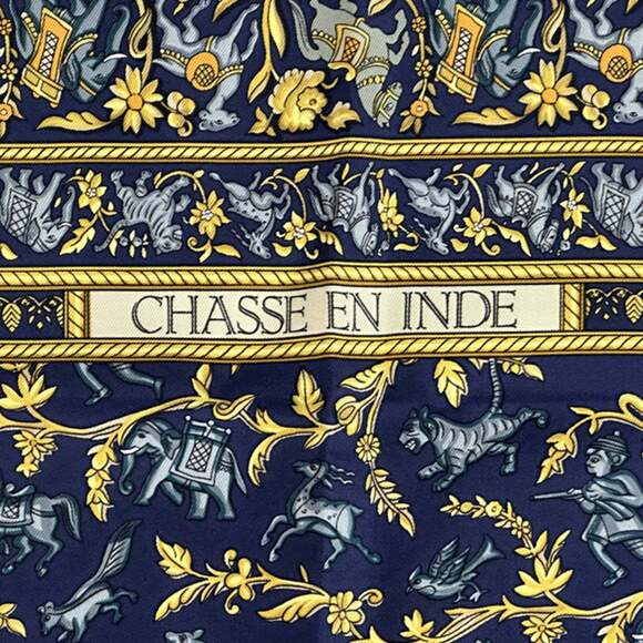 HERMES Authentic Blue Silk Scarf - Picture 3 of 6